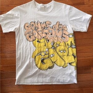 Comme des Garcons White and Yellow Short Sleeve Tee